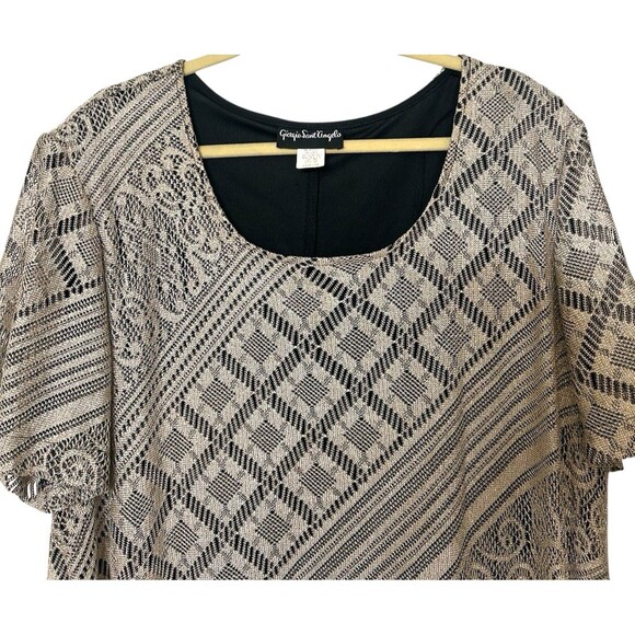 VTG Giorgio Sant'Angelo Cream Gold Metallic Overlay Maxi Dress Plus Womens 24 - Picture 3 of 7